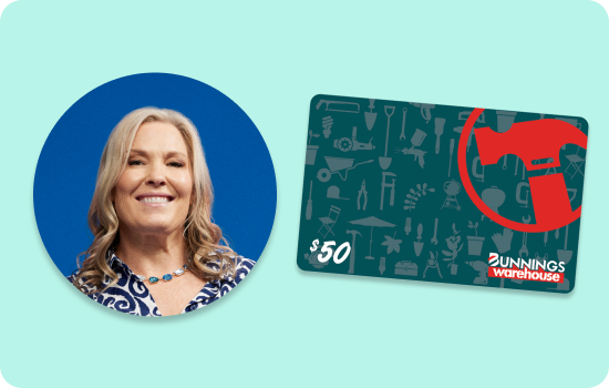 Flybuys 50 member, Melinda and Bunnings gift card